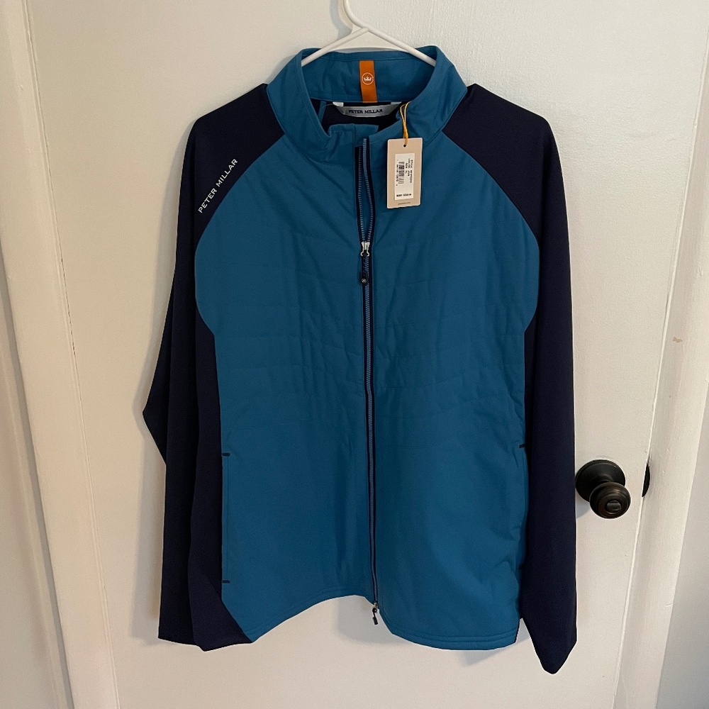 NWT Peter Millar Men's Merge Elite Hybrid Full-zip Jacket (Jewel Blue, Size XL)